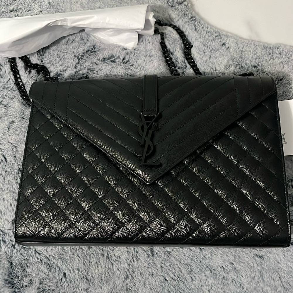 YSL Large envelope calfskin leather bag